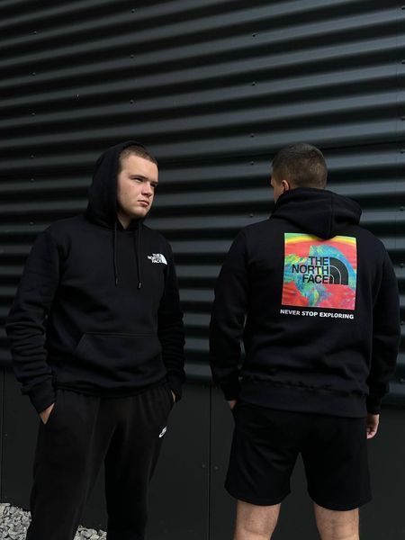 Мужская зимняя кофта The North Face черная Худи ТНФ с принтом Glad-3 фото