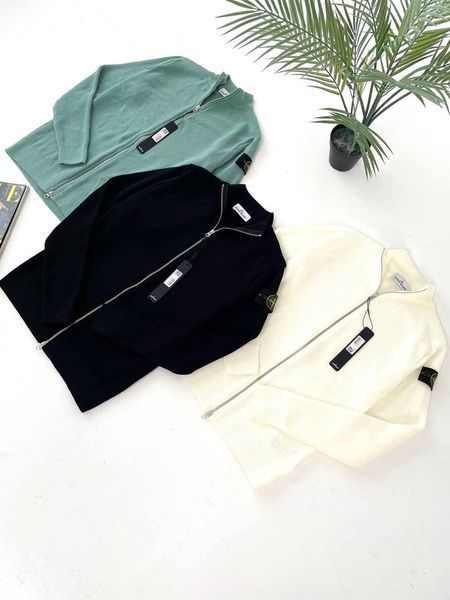 Чоловічий кардиган Stone Island білий Кофта Стон Айленд без капюшона на змійці Гла-138 фото