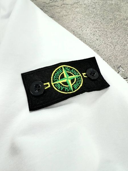 Чоловічий світшот Stone Island білий Кофта без капюшона Стон Айленд із патчем Хар-276 фото