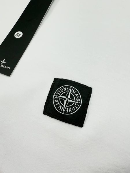 Чоловічий світшот Stone Island білий Кофта без капюшона Стон Айленд із патчем Хар-276 фото