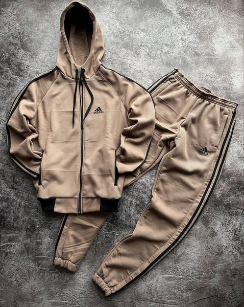 Мужской зимний спортивный костюм Adidas бежевый Комплект Адидас с капюшоном Univer-83 фото