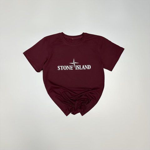 Чоловіча футболка Stone Island бордова бавовняна Теніска Стон Айленд Will-SS0028 фото