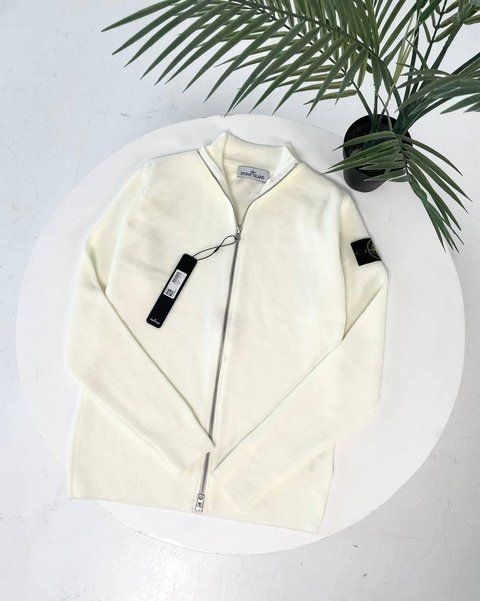 Чоловічий кардиган Stone Island білий Кофта Стон Айленд без капюшона на змійці Гла-138 фото