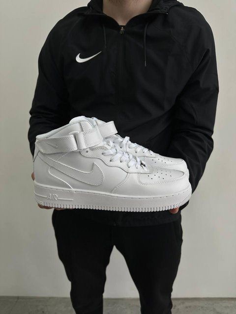 Мужские зимние кроссовки Nike Air Force 1 White на меху белые Найк Аир Форс кожаные Milf-NWP011101-ТА 1 фото