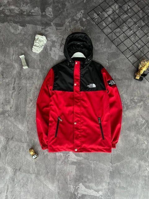 Мужская ветровка The North Face из плащевки красная с черным Куртка Зе Норт Фейс весенняя Моло-XH5 фото