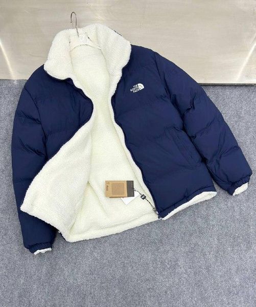 Мужской зимний двосторонний пуховик The North Face синий Куртка с овчинкой Зе Норт Фейс Arm-N59234 фото