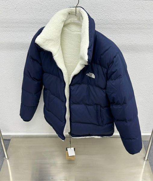 Мужской зимний двосторонний пуховик The North Face синий Куртка с овчинкой Зе Норт Фейс Arm-N59234 фото
