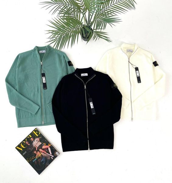 Чоловічий кардиган Stone Island білий Кофта Стон Айленд без капюшона на змійці Гла-138 фото