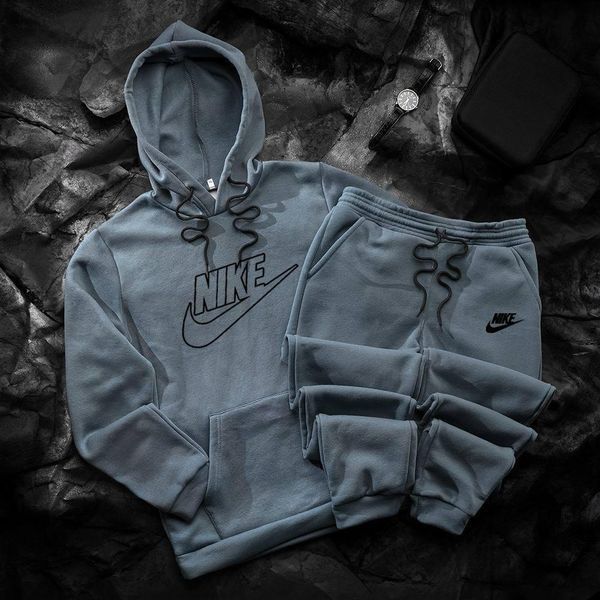 Чоловічий зимовий спортивний костюм Nike помаранчево-чорний Комплект Найк Худі Штани Hot-16 фото