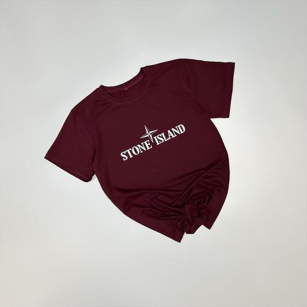 Мужская футболка Stone Island бордовая хлопковая Тенниска Стон Айленд Will-SS0028 фото