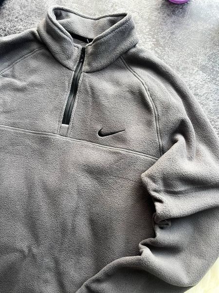 Чоловіча флісова кофта Nike сіра Фліска Найк без капюшона Pav-196 фото