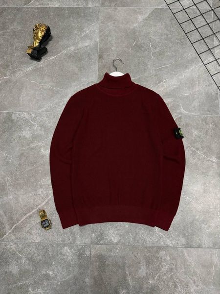 Мужской зимний гольф Stone Island бордовый с патчем под горло Свитер Стон Айленд Моло-900-402 фото