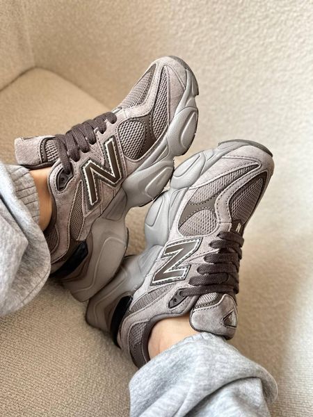 Жіночі кросівки New Balance 9060 коричневі замшеві Нью Беланс у сітку Arm-ZX223 фото