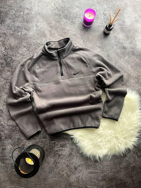 Чоловіча флісова кофта Nike сіра Фліска Найк без капюшона Pav-196 фото