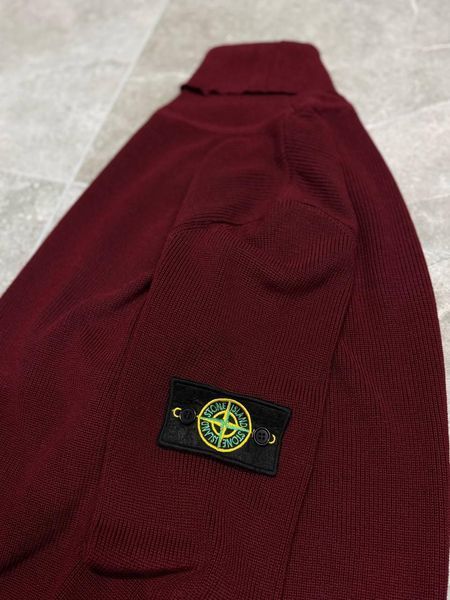 Мужской зимний гольф Stone Island бордовый с патчем под горло Свитер Стон Айленд Моло-900-402 фото