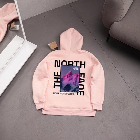 Мужское зимнее худи The North Face с капюшоном бежевое Толстовка ТНФ Ads-478 фото