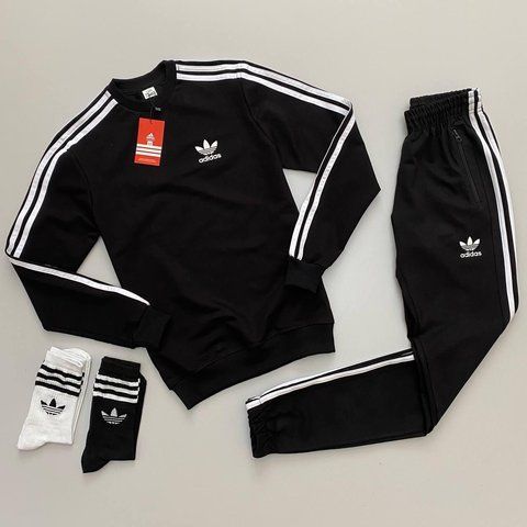 Мужской спортивный костюм Adidas Свитшот + Штаны + Носки черный Хар-829 (коп5) фото