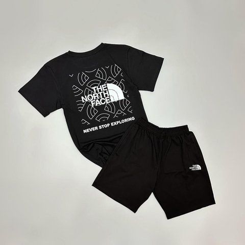 Чоловічий літній костюм The North Face Футболка Шорти чорний бавовняний комплект ТНФ Will-T0040 фото