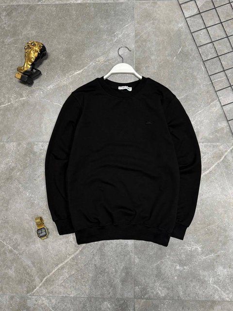 Мужской свитшот Lacoste черный Кофта Лакост без капюшона Моло-LC40 фото