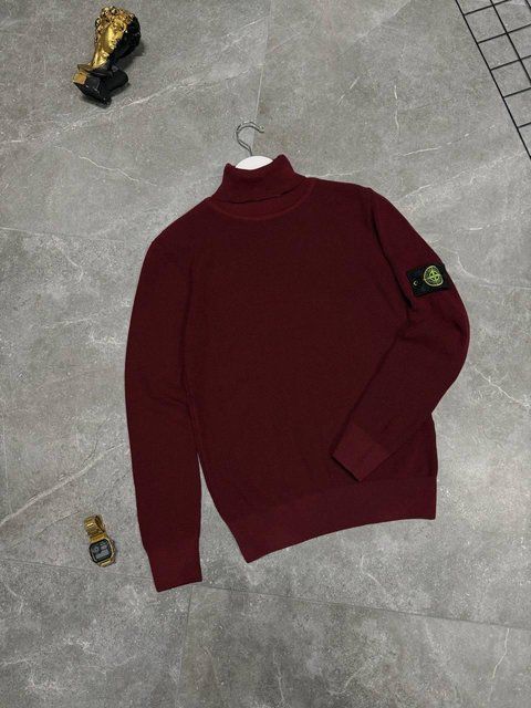 Мужской зимний гольф Stone Island бордовый с патчем под горло Свитер Стон Айленд Моло-900-402 фото