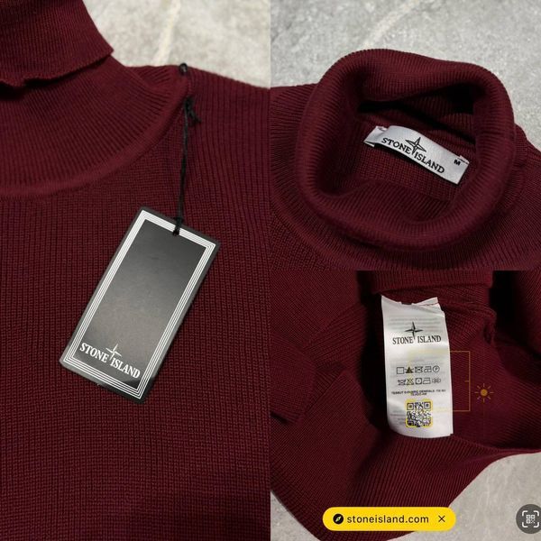 Мужской зимний гольф Stone Island бордовый с патчем под горло Свитер Стон Айленд Моло-900-402 фото