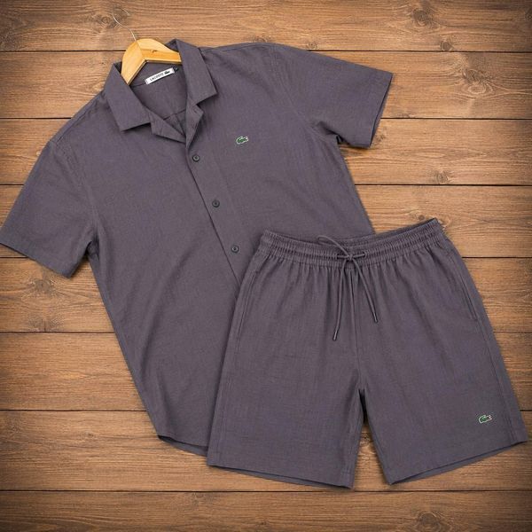 Мужской льняной костюм Lacoste черный Sta-222 фото
