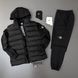 Чоловічий спортивний костюм Stone Island чорний з білим з капюшоном Набор Стон Айленд ЖилеткаЗіп худі Штани Хар-390 фото 2