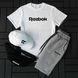 Мужской летний костюм Reebok Футболка Шорты Кепка Барсетка белый Комплект Рибок Ow-194 фото 1