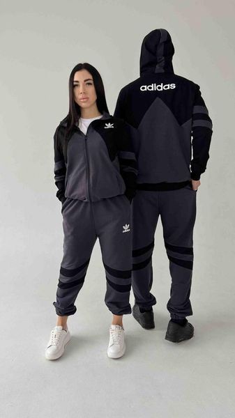 Чоловічий спортивний костюм Adidas темно-сірий з чорним Комплект Адідас Олімпійка Штани univer-117 фото