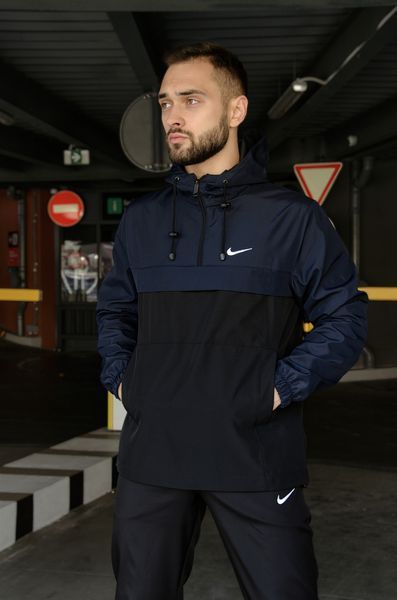 Чоловічий спортивний костюм Nike із плащової тканини чорний з синім Найк Анорак Штани Барсетка Intr-1602932188 фото