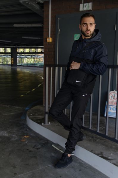Чоловічий спортивний костюм Nike із плащової тканини чорний з синім Найк Анорак Штани Барсетка Intr-1602932188 фото
