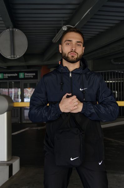 Чоловічий спортивний костюм Nike із плащової тканини чорний з синім Найк Анорак Штани Барсетка Intr-1602932188 фото