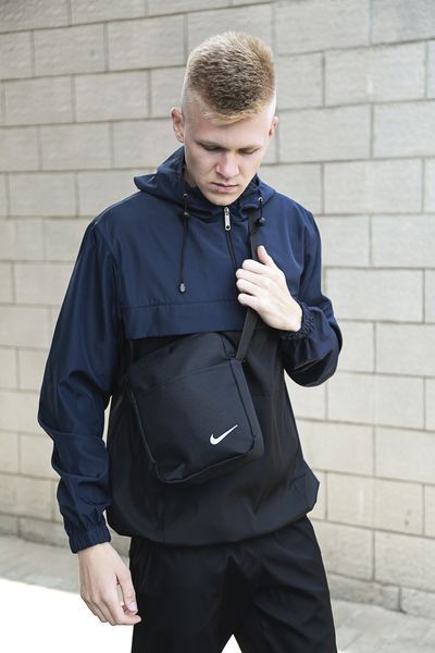 Чоловічий спортивний костюм Nike із плащової тканини чорний з синім Найк Анорак Штани Барсетка Intr-1602932188 фото