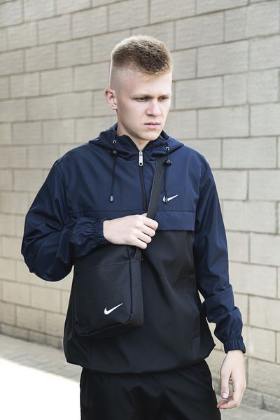 Чоловічий спортивний костюм Nike із плащової тканини чорний з синім Найк Анорак Штани Барсетка Intr-1602932188 фото