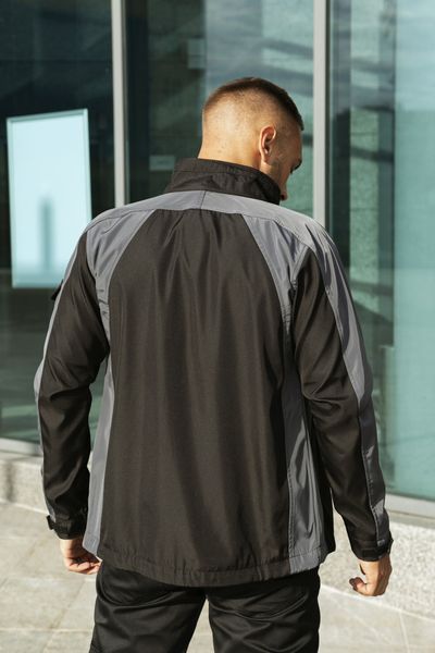 Мужская куртка из Soft Shell без капюшона черная с серым Intr-1589542223 фото