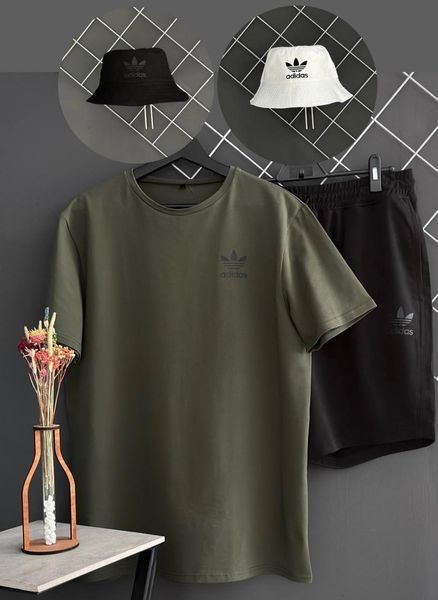 Чоловічий літній костюм Adidas Футболка Шорти комплект Адідас хакі Rap-RD182/RD213 фото