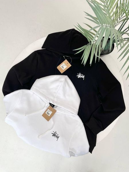 Чоловіче зимове худі Stussy з капюшоном чорне Гла-163 фото