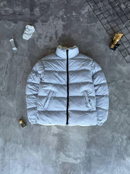 Чоловіча зимова куртка The North Face без капюшона двостороння сіра Моло-TNF102 фото