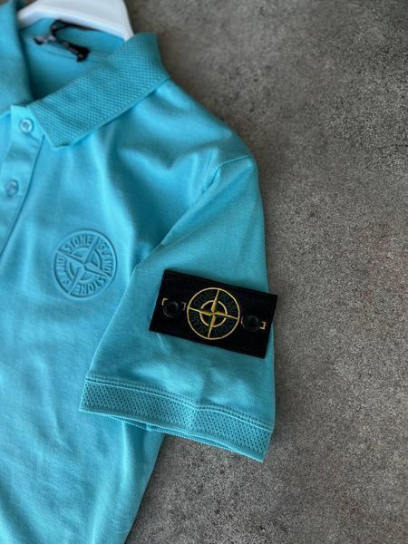 Чоловіча футболка Поло Stone Island бірюзова з патчем Теніска Стон Айленд Моло-004-5 фото