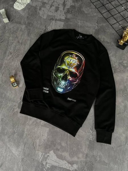 Мужской свитшот Philipp Plein черный Кофта Филипп Плейн без капюшона Моло-760-33 фото