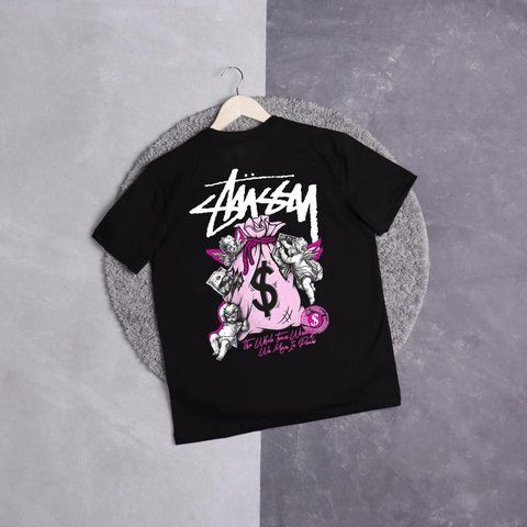 Чоловіча футболка Stussy чорна бавовняна Теніска Стуссі Ads-213 фото