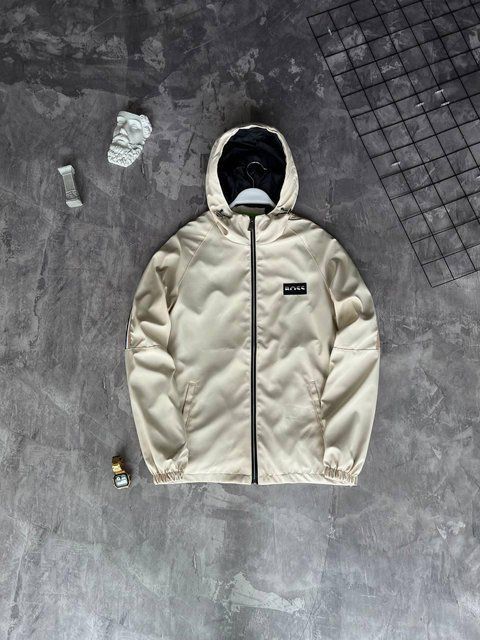 Мужская ветровка Hugo Boss с капюшоном бежевая Куртка Хьюго Босс из плащевки демисезонная Моло-Boss6 фото