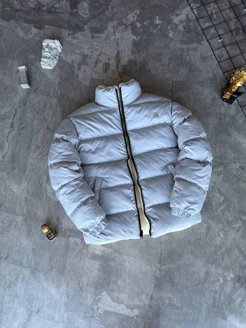 Чоловіча зимова куртка The North Face без капюшона двостороння сіра Моло-TNF102 фото