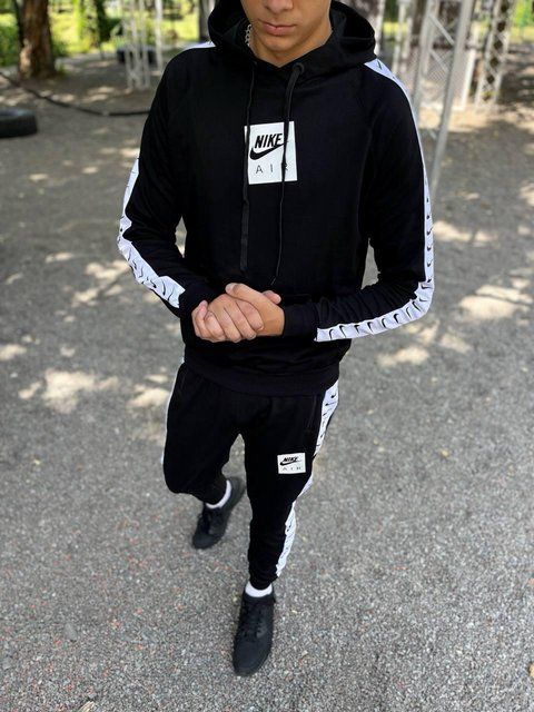 Мужской спортивный костюм Nike с лампасами черный Комплект Найк Uni-41 1 фото