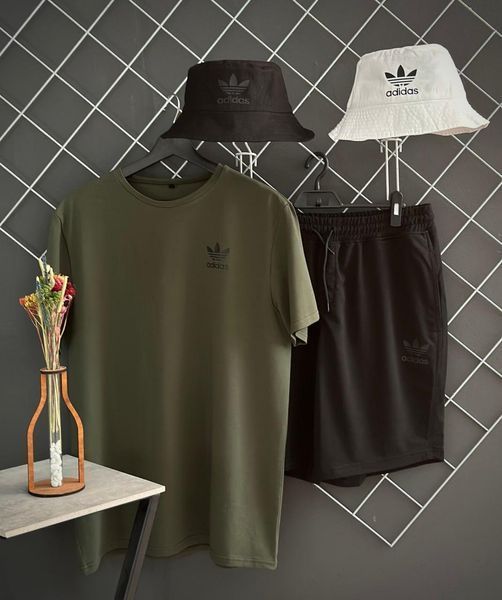 Чоловічий літній костюм Adidas Футболка Шорти комплект Адідас хакі Rap-RD182/RD213 фото