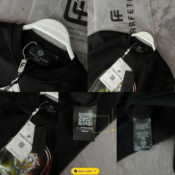 Мужской свитшот Philipp Plein черный Кофта Филипп Плейн без капюшона Моло-760-33 фото