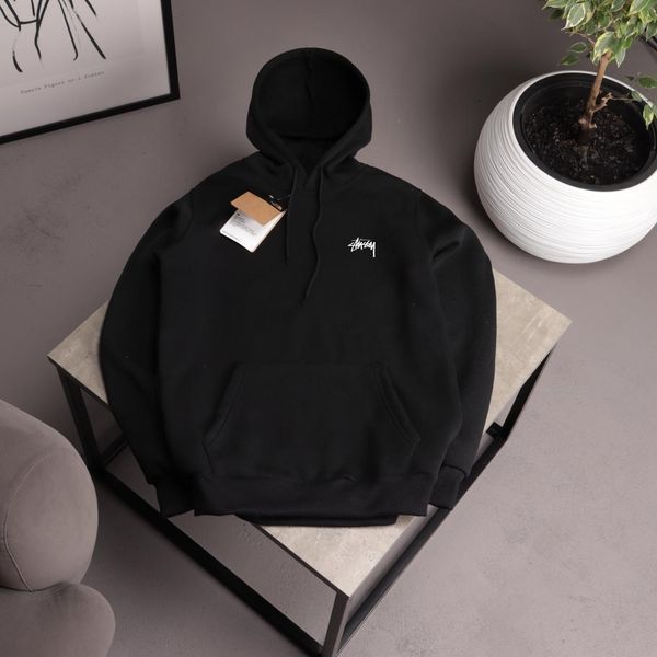 Мужское зимнее худи Stussy с капюшоном черное Ads-807 фото