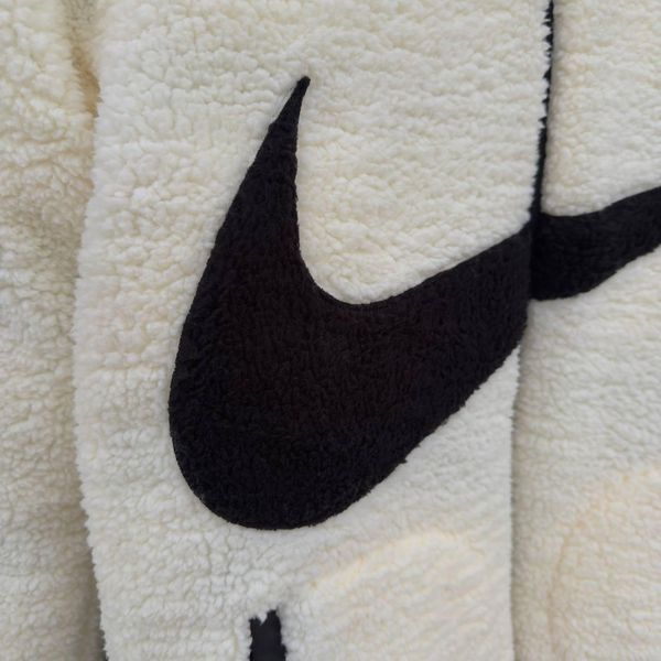 Мужская зимняя двухсторонняя куртка Nike Big Swoosh на меху черная Пуховик Найк без капюшона Хар-485 1 фото
