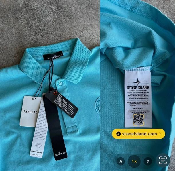 Чоловіча футболка Поло Stone Island бірюзова з патчем Теніска Стон Айленд Моло-004-5 фото