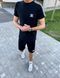 Чоловічий літній костюм Adidas Футболка Шорти чорний Комплект Адідас Хар-869 (коп3) фото 1